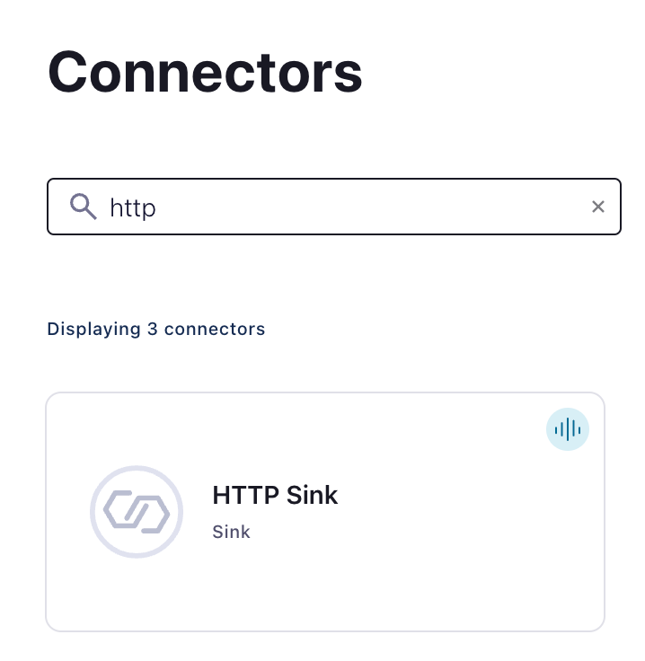 Интерфейс Confluent Cloud, показывающий, как создать коннектор HTTP Sink